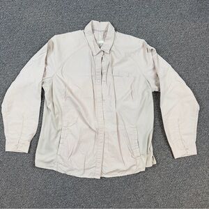 Women Khaki Button-Up Long-Sleeve Shirt